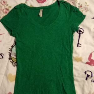 Green V neck Shirt